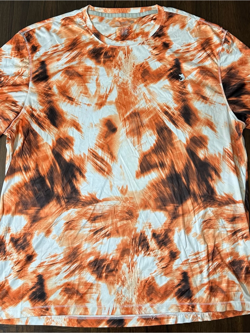 Reel Legends Orange and White Tie-Dye Crewneck Tee